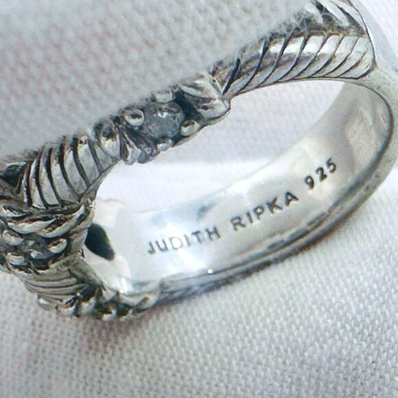 Judith Ripka 925 Sterling Silver Cubic Zirconia Ring Band - Size 6 - Picture 10 of 10